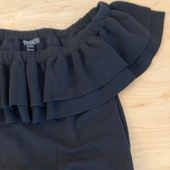 J. Crew Off-the-shoulder Ruffle Sweater, Black Size Large - Picture 5 of 5